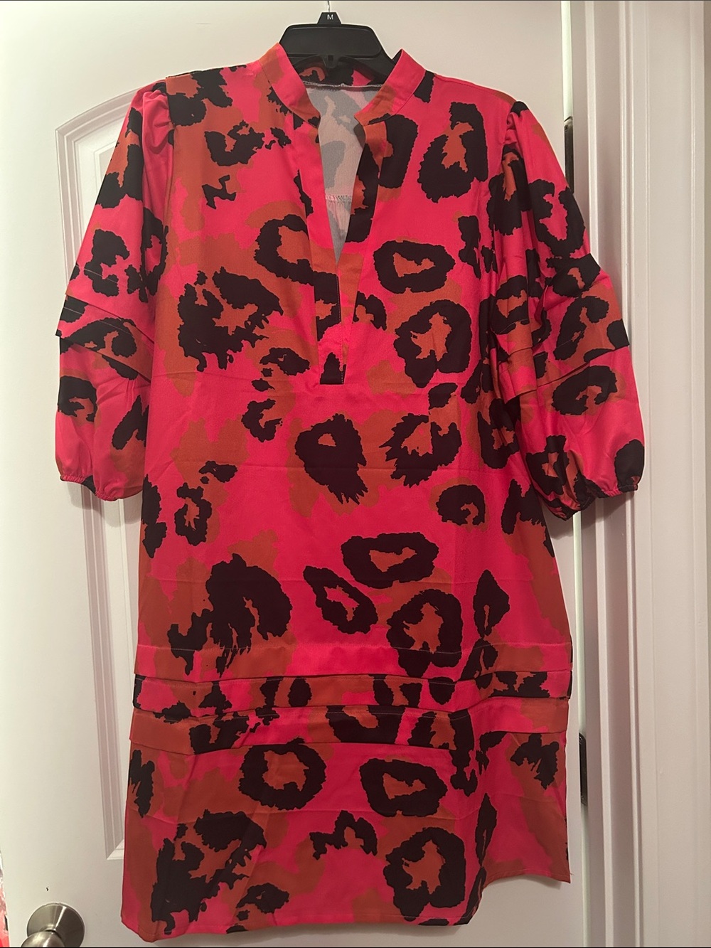Bright Pink Animal Print Tunic Dress